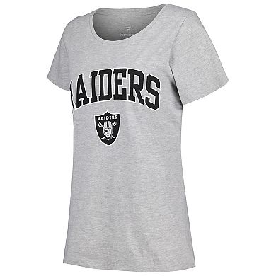 Women's Fanatics Heather Gray Las Vegas Raiders Plus Size Arch Over Logo T-Shirt