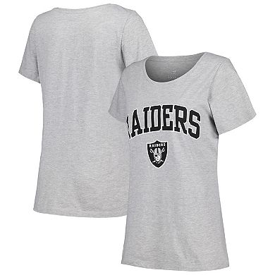 Women's Fanatics Heather Gray Las Vegas Raiders Plus Size Arch Over Logo T-Shirt