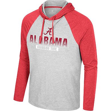 Men's Colosseum  Heather Gray Alabama Crimson Tide Hasta La Vista Raglan Hoodie Long Sleeve T-Shirt