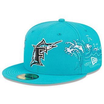 Men's New Era Teal Florida Marlins Cooperstown Collection Tonal Wave 59FIFTY Fitted Hat