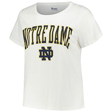 Women's Profile White Notre Dame Fighting Irish Plus Size Arch Over Logo Scoop Neck T-Shirt