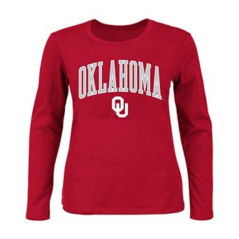Women's Profile Crimson Oklahoma Sooners Plus Size Arch Over Logo Scoop Neck Long Sleeve T-Shirt