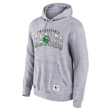 Men's Mitchell & Ness Heather Gray Philadelphia Eagles Pocket Passer Pullover Hoodie