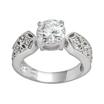 Traditions Jewelry Company Sterling Silver Round Cubic Zirconia Ring
