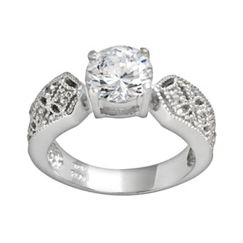 Traditions Jewelry Company Sterling Silver Round Cubic Zirconia Ring