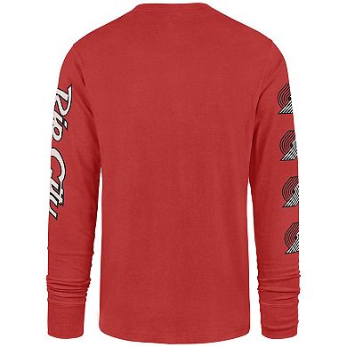 Men's '47 Red Portland Trail Blazers 2023/24 City Edition Triplet Franklin Long Sleeve T-Shirt