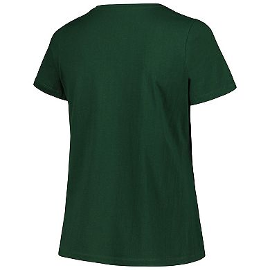 Women's Profile Green Michigan State Spartans Plus Size Arch Over Logo Scoop Neck T-Shirt