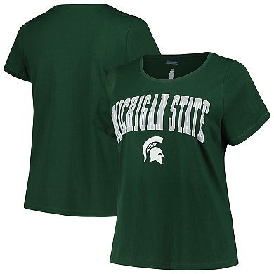 Women's Profile Green Michigan State Spartans Plus Size Arch Over Logo Scoop Neck T-Shirt