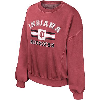 Women's Colosseum Crimson Indiana Hoosiers Audrey Washed Pullover Sweatshirt
