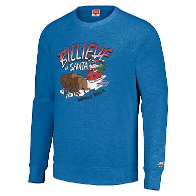 Unisex Homage Royal Buffalo Bills Holiday Raglan Tri-Blend Pullover Sweatshirt