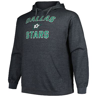 Men's Profile Heather Charcoal Dallas Stars Big & Tall Arch Over Logo Pullover Hoodie