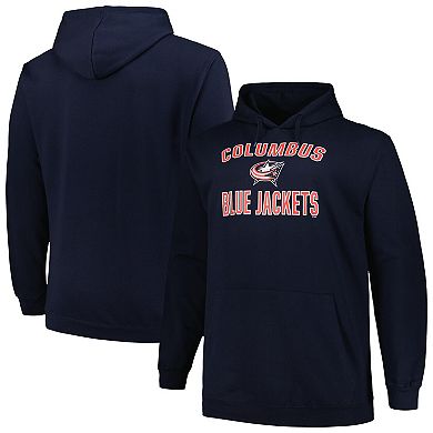 Men's Profile Navy Columbus Blue Jackets Big & Tall Arch Over Logo Pullover Hoodie