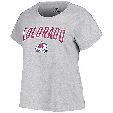 Women's Profile Heather Gray Colorado Avalanche Plus Size Arch Over Logo T-Shirt