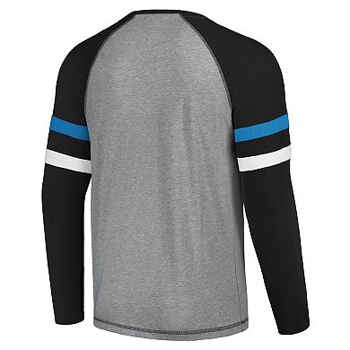 Men's Starter Gray/Black Carolina Panthers Kickoff Raglan Long Sleeve T-Shirt
