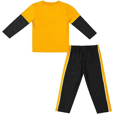 Toddler Colosseum Gold/Black Iowa Hawkeyes Long Sleeve T-Shirt & Pants Set