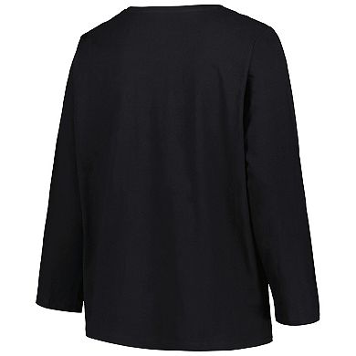 Women's Profile Black Iowa Hawkeyes Plus Size Arch Over Logo Scoop Neck Long Sleeve T-Shirt