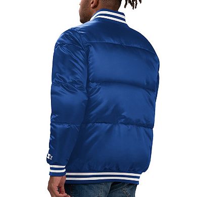 Men's Starter Royal New York Mets Bronx Satin Full-Snap Bomber Jacket
