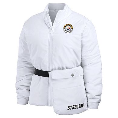 Women's WEAR by Erin Andrews White Pittsburgh Steelers Packaway Full-Zip Puffer Jacket