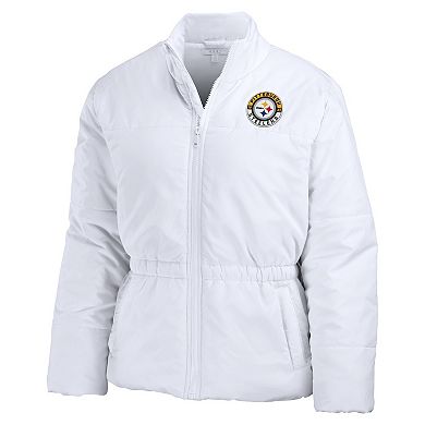 Women's WEAR by Erin Andrews White Pittsburgh Steelers Packaway Full-Zip Puffer Jacket