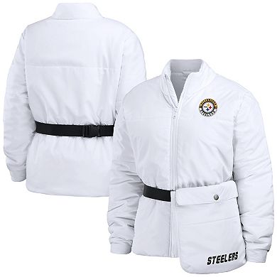 Women's WEAR by Erin Andrews White Pittsburgh Steelers Packaway Full-Zip Puffer Jacket