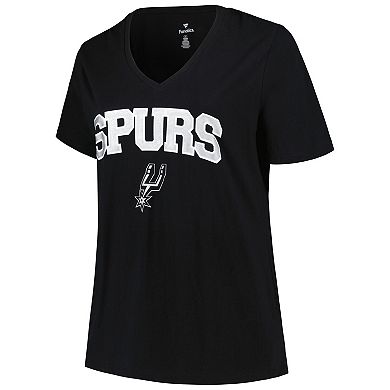 Women's Profile Black San Antonio Spurs Plus Size Arch Over Logo V-Neck T-Shirt