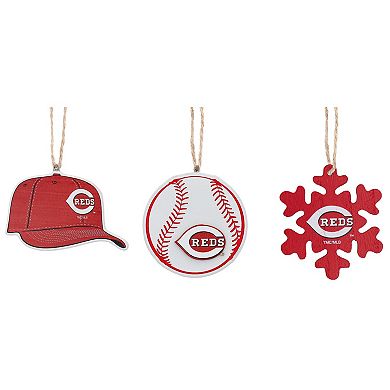 The Memory Company Cincinnati Reds Three-Pack Cap, Baseball & Snowflake Ornament Set