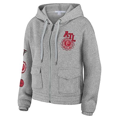 Women's WEAR by Erin Andrews Heather Gray Atlanta Falcons Full-Zip Hoodie