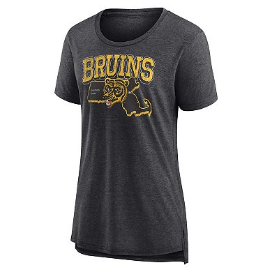 Women's Fanatics Branded  Heather Charcoal Boston Bruins Centennial Team Tri-Blend T-Shirt