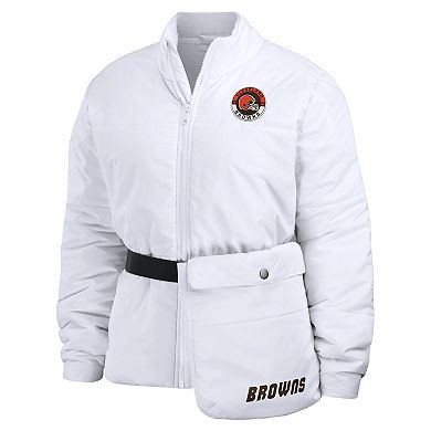 Women's WEAR by Erin Andrews White Cleveland Browns Packaway Full-Zip Puffer Jacket