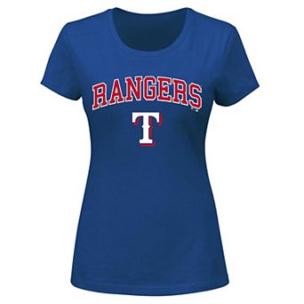 Women's Profile Royal Texas Rangers Plus Size Arch Logo T-Shirt