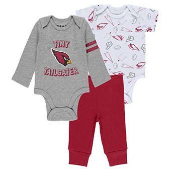 Newborn & Infant WEAR by Erin Andrews Gray/Cardinal/White Arizona Cardinals Three-Piece Turn Me Around Bodysuits & Pant Set