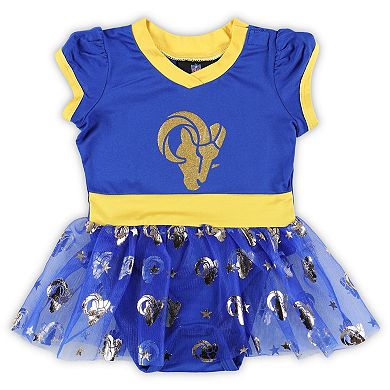 Girls Infant Royal Los Angeles Rams Tailgate Game Day Bodysuit with Tutu, Headband & Leggings Cheerleader Set