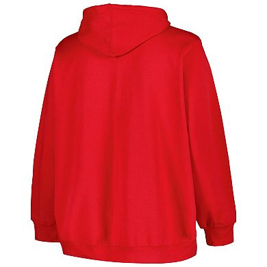 Women's Profile Red New Jersey Devils Plus Size Arch Over Logo Pullover Hoodie
