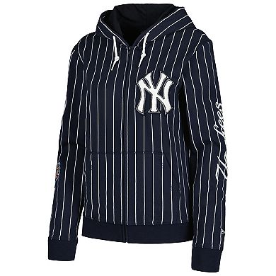 Women's New Era Navy New York Yankees Pinstripe Tri-Blend Full-Zip Jacket