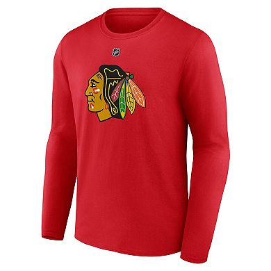 Men's Fanatics Branded Connor Bedard Red Chicago Blackhawks Authentic Stack Name & Number Long Sleeve T-Shirt