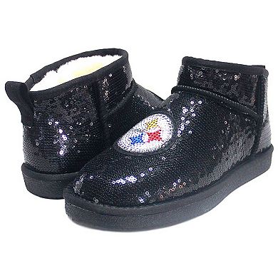 Women's Cuce  Black Pittsburgh Steelers Sequin Ankle Boots