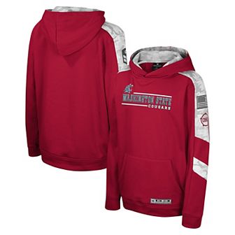 Youth Colosseum Crimson Washington State Cougars OHT Military Appreciation Cyclone Digital Camo Pullover Hoodie