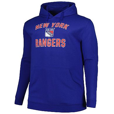Men's Profile Blue New York Rangers Big & Tall Arch Over Logo Pullover Hoodie