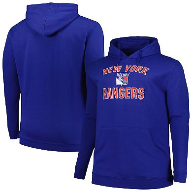 Men's Profile Blue New York Rangers Big & Tall Arch Over Logo Pullover Hoodie