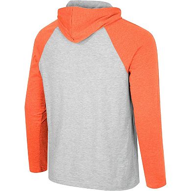 Men's Colosseum Heather Grey Clemson Tigers Hasta La Vista Raglan Hoodie Long Sleeve T-Shirt