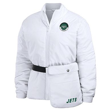 Women's WEAR by Erin Andrews White New York Jets Packaway Full-Zip Puffer Jacket