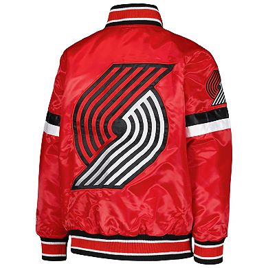 Youth Starter Red Portland Trail Blazers Home Game Varsity Satin Full-Snap Jacket