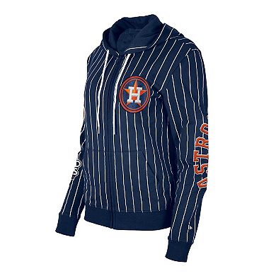 Women's New Era Navy Houston Astros Pinstripe Tri-Blend Full-Zip Hoodie Jacket