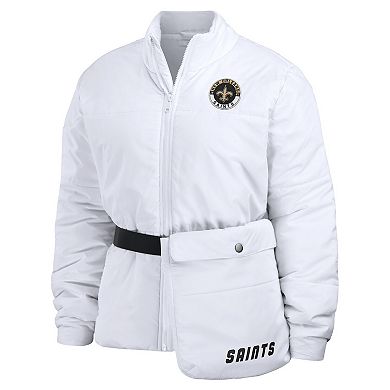 Women's WEAR by Erin Andrews  White New Orleans Saints Packaway Full-Zip Puffer Jacket