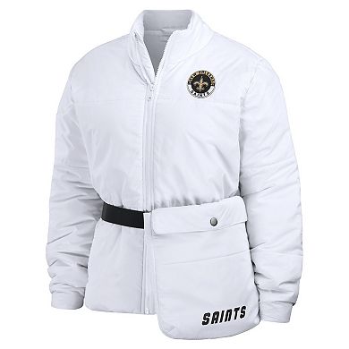 Women's WEAR by Erin Andrews White New Orleans Saints Packaway Full-Zip Puffer Jacket