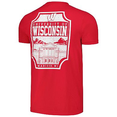 Men's Red Wisconsin Badgers Campus Badge Comfort Colors T-Shirt