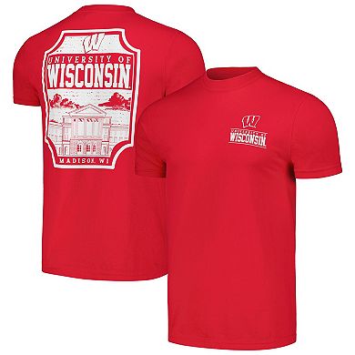 Men's Red Wisconsin Badgers Campus Badge Comfort Colors T-Shirt