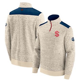 Men's Fanatics Deep Sea Blue/Cream Seattle Kraken 2024 NHL Winter Classic Authentic Pro Fleece Quarter-Zip Pullover Top