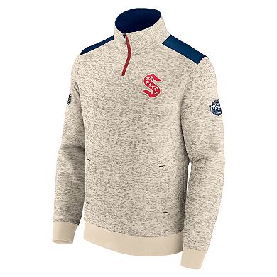 Men's Fanatics Deep Sea Blue/Cream Seattle Kraken 2024 NHL Winter Classic Authentic Pro Fleece Quarter-Zip Pullover Top
