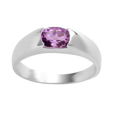 Traditions Jewelry Company Sterling Silver Round Amethyst Ring